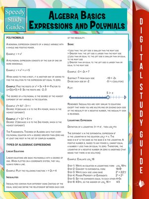Algebra Basics, Expressions and Polymials - ebook
